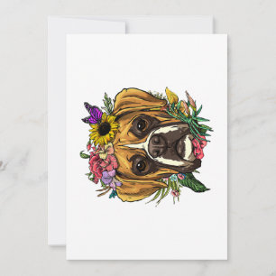 Blommigt Boxer Hund botaniskt växtblomma Boxer Julkort