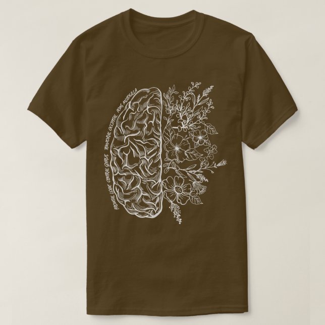Blommigt Brain Karta Science och Art Neuroscience  T Shirt (Design framsida)