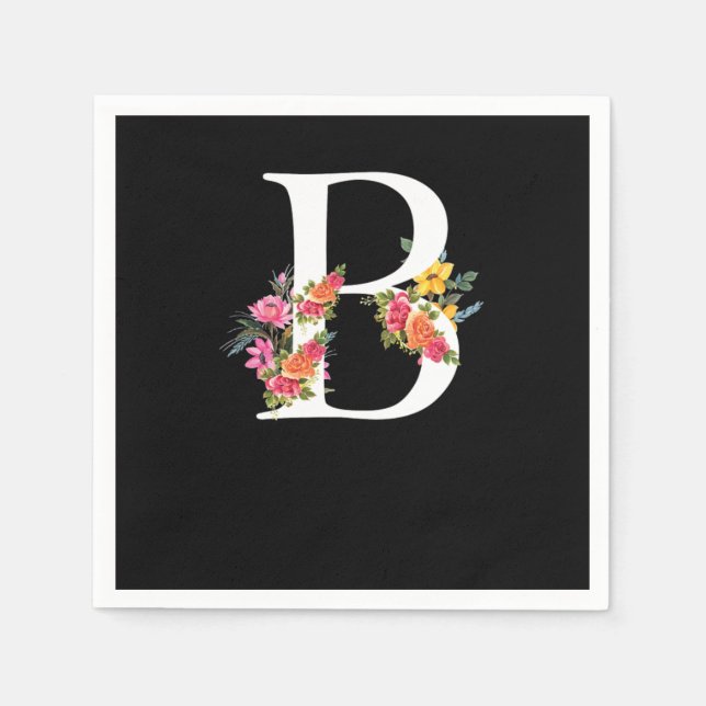 Blommigt Brev B alfabet Flower Pappersservett (Framsidan)
