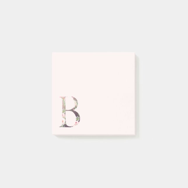 Blommigt Brev "B" monogram post-it-anteckningar Post-it Block (Framsida)