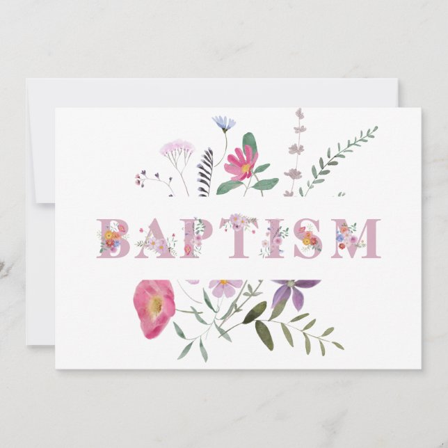 Blommigt Brev Baptism Inbjudningar (Framsida)