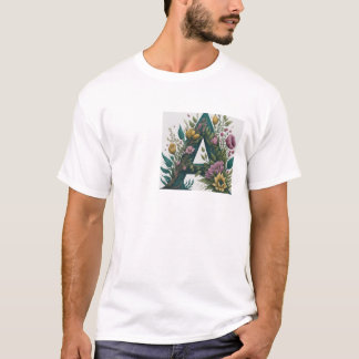 Blommigt Brev börjar med "Namn Design T-Shirt" T Shirt