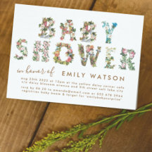 Blommigt Brev Boy eller Girl Baby Shower Kraft Pap
