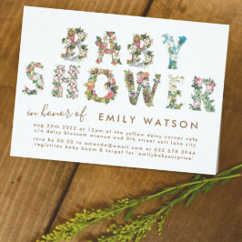 Blommigt Brev Boy eller Girl Baby Shower Kraft Pap Inbjudningar