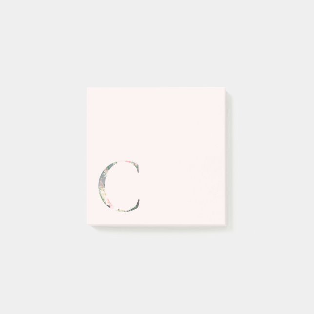Blommigt Brev "C" monogram post-it-anteckningar Post-it Block (Framsida)