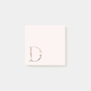 Blommigt Brev "D" Monogram post-it-anteckningar Post-it Block