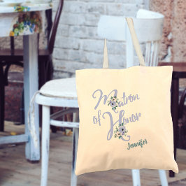 Blommigt Brev Dusty Blue Anpassningsbar Matron of  Tygkasse