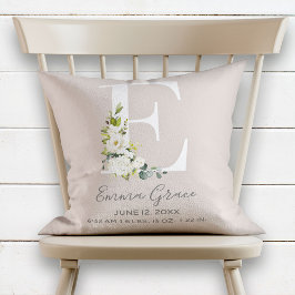  Blommigt Brev E Monogram Baby Kudde