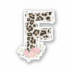 Blommigt Brev F Original Namn Leopard Cheetah Prin Klistermärken