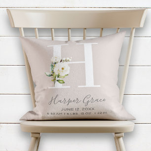  Blommigt Brev H Monogram Baby Kudde