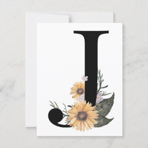Blommigt brev J-typografi Vykort