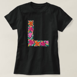 Blommigt brev L-kvinnans grundläggande T-shirt