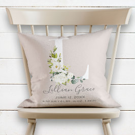  Blommigt Brev L Monogram Baby Kudde