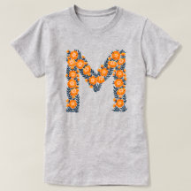 Blommigt brev M-kvinnans grundläggande T-shirt
