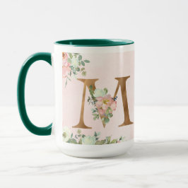 Blommigt Brev 'M' Mugg