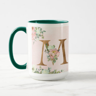 Blommigt Brev 'M' Mugg