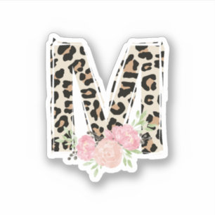 Blommigt Brev M Original Namn Leopard Cheetah Prin Klistermärken