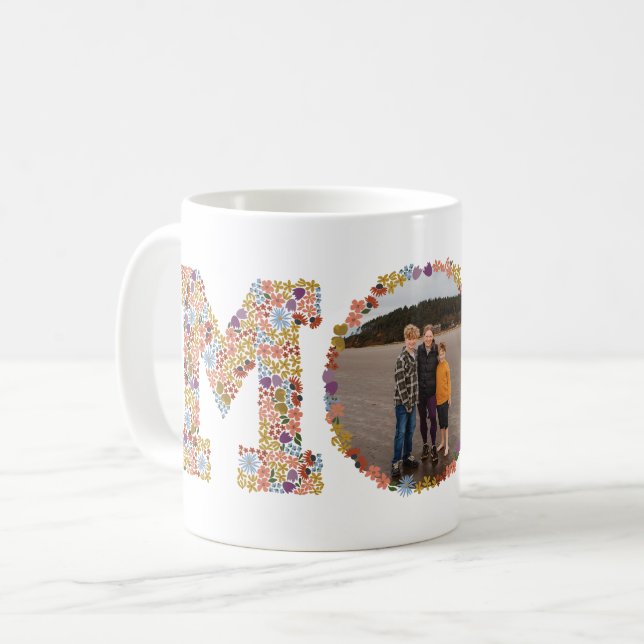 Blommigt Brev MAMMA Photo Mugg (Framsida vänster)