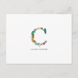 Blommigt Brev Monogram - C - Flat kort