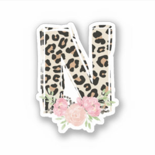 Blommigt Brev N Original Namn Leopard Cheetah Prin Klistermärken