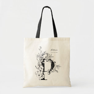 Blommigt Brev P botaniskt monogrammat Tygkasse