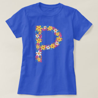 Blommigt brev P-kvinnans grundläggande T-shirt