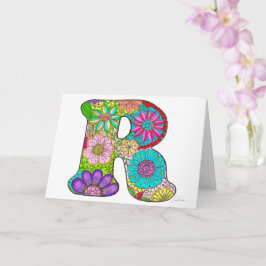 Blommigt Brev R-hälsningskort - tomt invändigt Kort