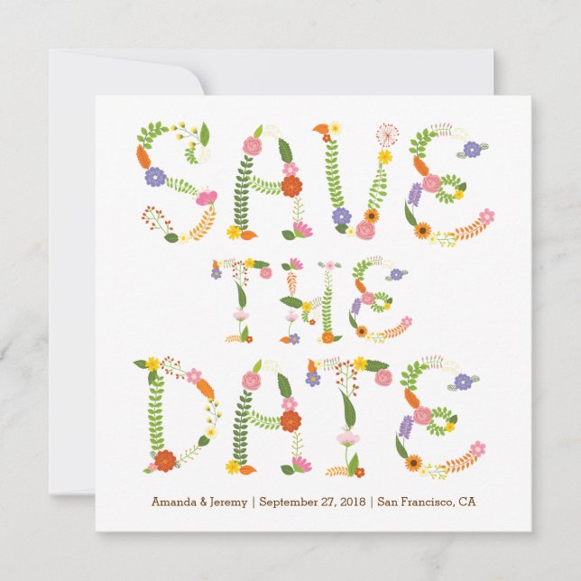 Blommigt Brev Rustic Woodland Foto Spara datum Spara Datumet (Framsida)