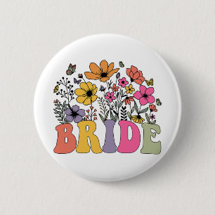 Blommigt Bride Bridesmaid WildblommGroovy Bachelo Knapp