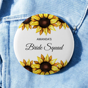 Blommigt Bride Squad Solros Gult White Bröllop Knapp