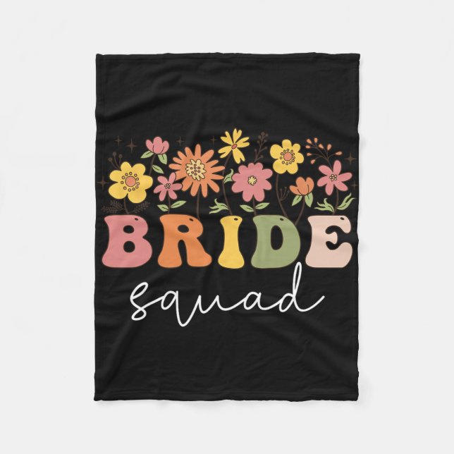 Blommigt Bride Squad Wildblomma Bröllop Bacheloret Fleecefilt (Framsidan)