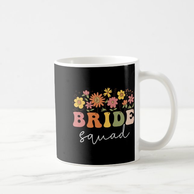 Blommigt Bride Squad Wildblomma Bröllop Bacheloret Kaffemugg (Höger)