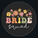Blommigt Bride Squad Wildblomma Bröllop Bacheloret Runt Klistermärke<br><div class="desc">Blommigt Bride Squad Wildblomma Bröllop Bachelorette Party</div>