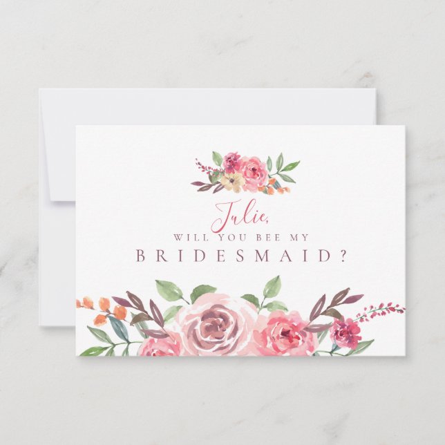 Blommigt - Bridesmaid Card Inbjudningar (Framsida)