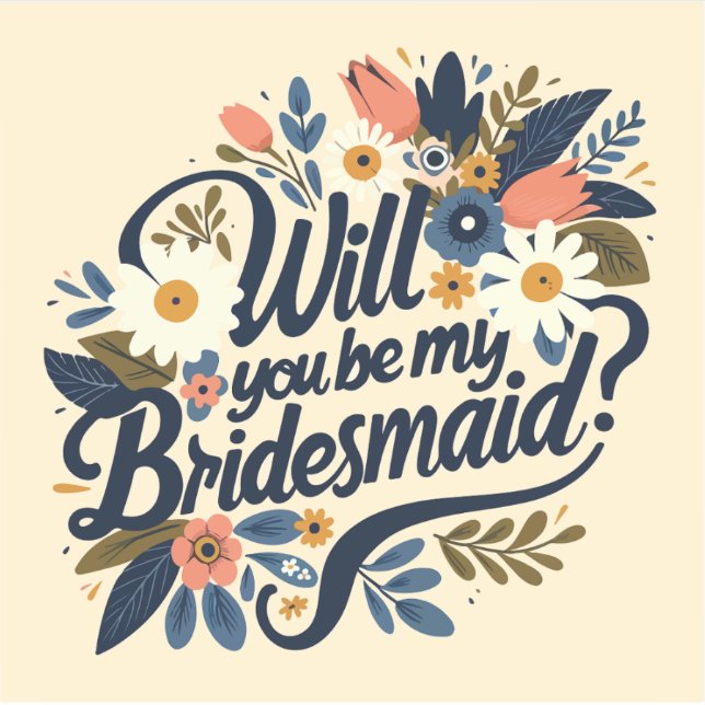 Blommigt Bridesmaid Frieri Flockerdekal Klistermärken (Framsida)