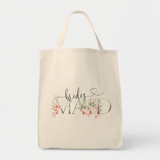 Blommigt Bridesmaid Gift Tote Bag Möhippa Gift Tygkasse (Framsidan)