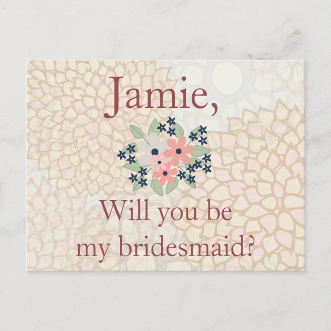 Blommigt Bridesmaid-inbjudan Inbjudan Vykort (Framsida)