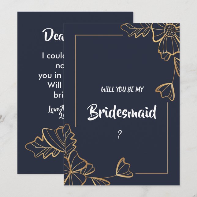 Blommigt Bridesmaid Inbjudningar (Fram/baksida)