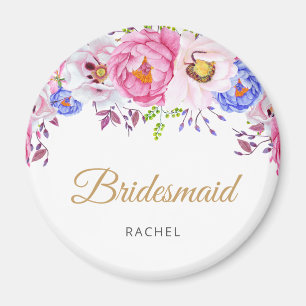 Blommigt Bridesmaid Namn Magnet