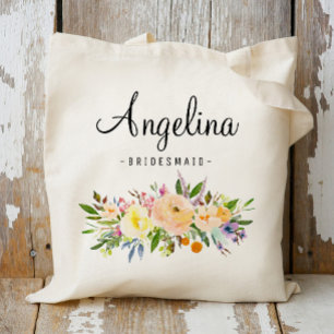 Blommigt Bridesmaid Personlig-07 Tygkasse