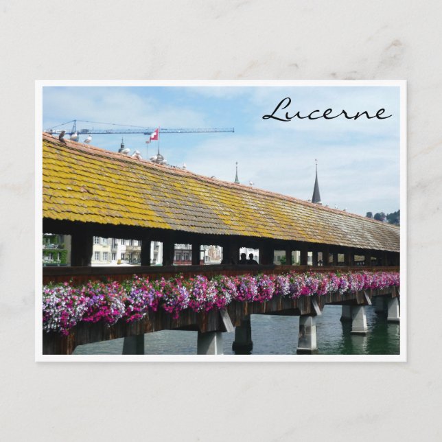blommigt bridge lucerne vykort (Framsida)