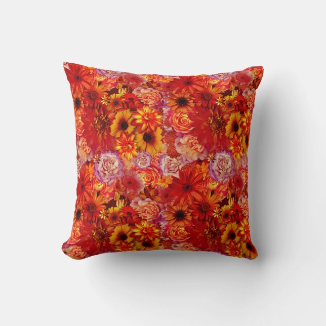 Blommigt Bright Rojo Bouquet Rik Red Hett Daisys Kudde (Framsida)