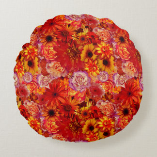 Blommigt Bright Rojo Bouquet Rik Red Hett Daisys Rund Kudde