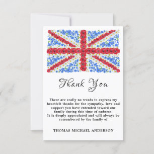 Blommigt British Flagga Memorial Funeral Patriotic Tack Kort