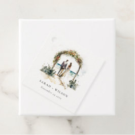 Blommigt Bröllop Arch Kuststranden Sjölandskap Brö Gåvor Etiketter