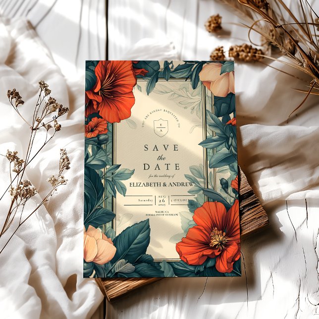 Blommigt Bröllop Art nouveau Spara Datumet (Skapare uppladdad)