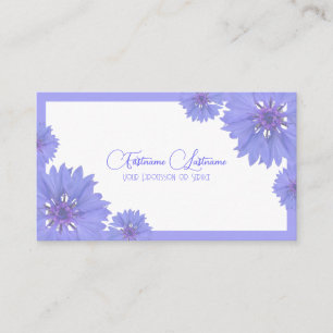 Blommigt bröllop Blue cornblomma calligraphy QR-Co Visitkort