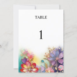 Blommigt bröllop bordsnummer-kort