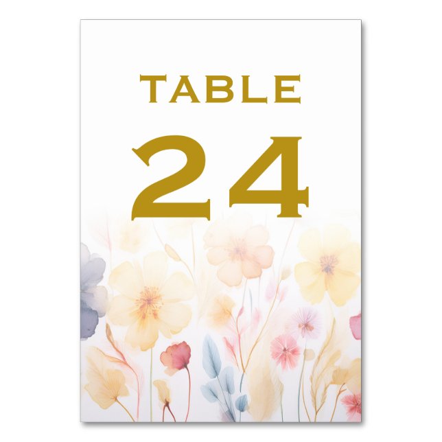 Blommigt Bröllop Bordsnummer-kort Bordsnummer (Framsidan)