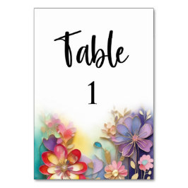 Blommigt bröllop bordsnummer-kort bordsnummer